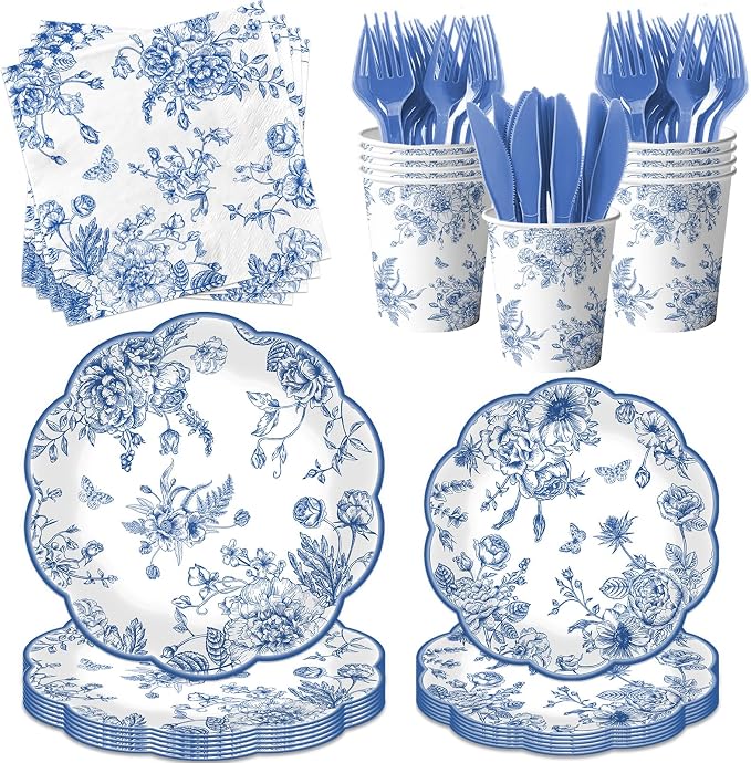 Blue Floral Plates, Vintage Floral Plate by HAKOTI