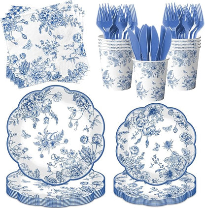 Blue Floral Plates, Vintage Floral Plate by HAKOTI