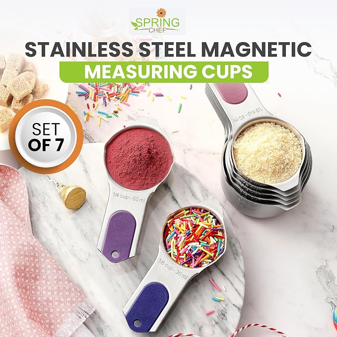 Spring Chef 7 Magnetic Stainless Steel Measuring Cups Set, Mountain Sunrise | - Image 2