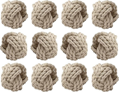 ALPHA Living HOME Napkin Rings Set of 12 - Handmade Jute Napkin Holders for Dining Table, Wedding, Party & Everyday Use Rustic Farmhouse Table Décor Elegant Serviette Rings for Dinner (Creme)