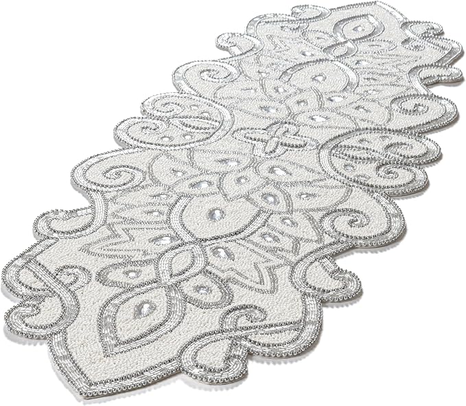Beaded Table Runner Decorative Hand Glitz Rustic Farmhouse by byHomeDecorativeProduct