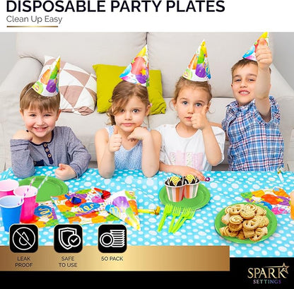 Disposable Paper Plates Kiwi, 7 Inch Paper Dessert Plates, Strong and Sturdy Disposable Plate for Party, Dinner, Holiday, Picnic, or Travel Party Plate, Pack of 50