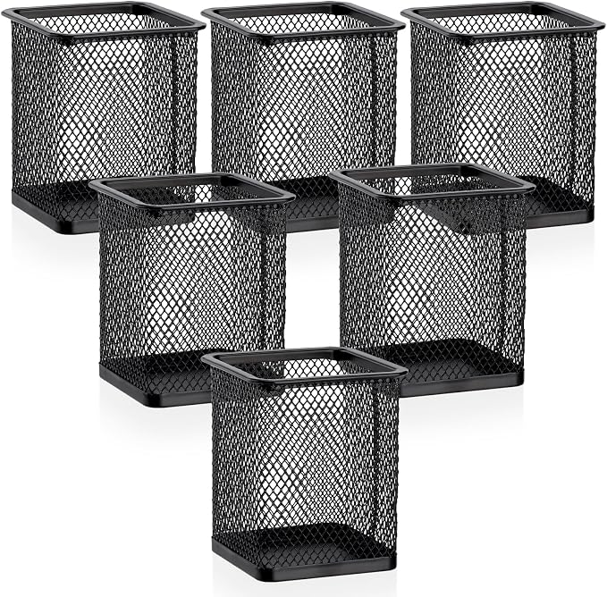 Segarty Pen Cup Holder, 6 Pack Square Black Pen Holder by Segarty