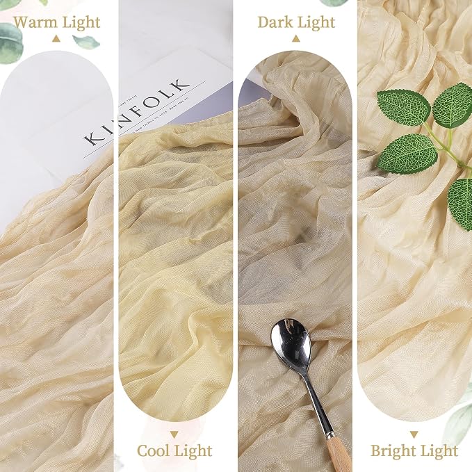 AGIRL Beige Cheesecloth Table Runner 10FT Fall Boho Gauze Home Decor | Rustic - Image 5