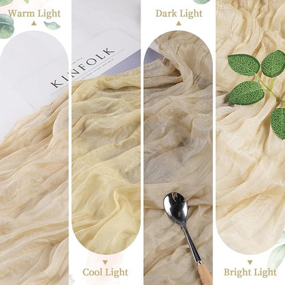 AGIRL Beige Cheesecloth Table Runner 10FT Fall Boho Gauze Home Decor | Rustic - Image 5