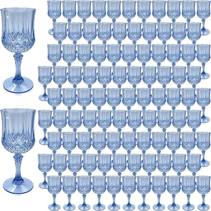100Pack Plastic Wine Glasses, 7oz Vintage Goblets by LEYIQU