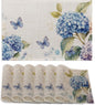 6 Pcs Placemats,Blue Hydrangea Placemat,Butterfly Floral Table Mats Washable Recyclable Table Placemats for Indoor Outdoor Heat Resistant Kitchen Dining 12"x18"