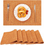 SHACOS Fabric Placemats Set of 6 Washable Heat Resistant Place Mats Non Slip Thick Cloth Placemats Reversible Table Mats Indoor Outdoor Home Wedding Table Decor, Orange