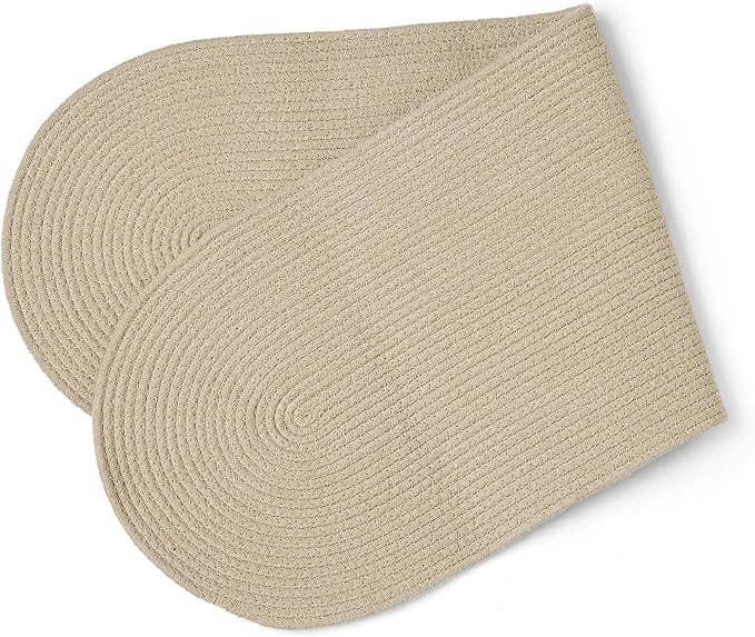 Encasa XO Table Runner, Handmade Ribbed Cotton 12"x36" | Beige, Heat & Scratch - Image 7