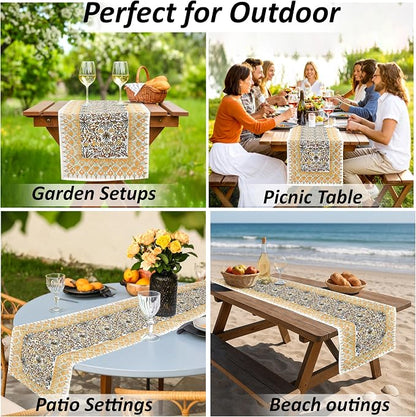 Goldenrod Yellow Hand Block Print 100% Cotton Table Runner 16x70 Inch | Perfect - Image 7