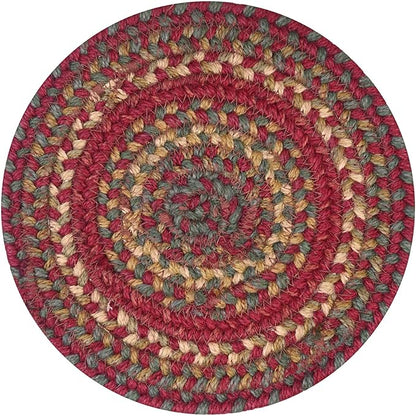 Homespice Cider Barn Jute Braided Trivets for Table, Warm Country Rustic Decor, Set of 3, Red 8" Round Heat Resistant Mats - Rich Colors, Easy to Clean, Durable and Protects Furniture