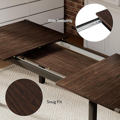 iPormis 7 Pieces Dining Table & Chairs Set for 4-6, 63" Extendable Kitchen Table and 6 Chairs, Dining Room Table with MDF Board & Metal Frame, Perfect for Small Space, Easy Clean, Espresso