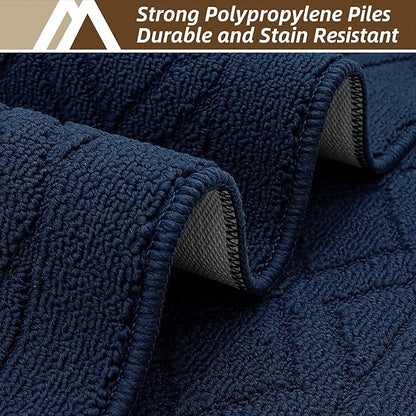 COSY HOMEER-Kitchen-Rugs-and-Mats 20"x48" Non Slip Kitchen Mats for Floor Absorbent Washable Kitchen Runner Standing Floor Mat for Sink Mat,Entry,Laundry,Polypropylene,Navy Blue