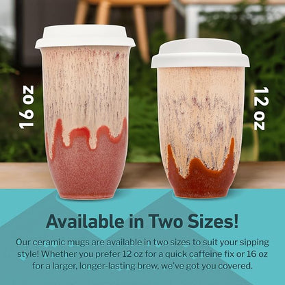 NOVA CERAMICS Travel Coffee Cup– Travel Coffee Tumbler – On the Go Coffee Mug – - Image 5