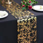 Snowkingdom Black and Gold Table Runner 100 Feet Glitter Golden Metallic Table by Snowkingdom