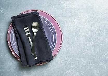 Solino Home Navy Blue Linen Napkins Set of 6-100% Pure Linen Dinner Napkins 20 x 20 Inch for Winter, Spring, Easter - Fete