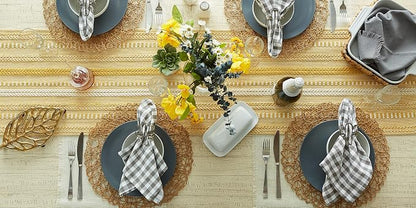 DII Farmhouse Braided Stripe Table Runner Collection, Honey Gold - Image 6