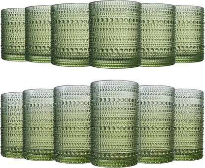 Khen Hobnail Beaded Highball Drinking Tumbler Glasses | Set of 12 | Color by Khen