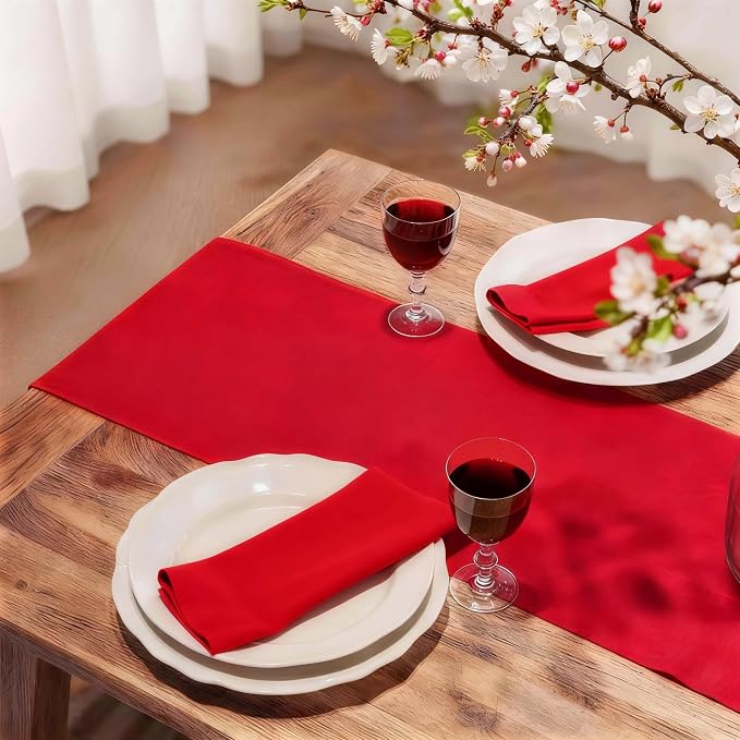 FOLINS&HOME Red Waterproof Decorative Table Runner 60 Inches Long | 210GSM - Image 2