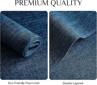 Softalker Faux Linen Placemats Set of 8-12 x 18 Inch, Heat Resistant Double Layered Durable Burlap Farmhouse Place Mats, Non-Slip Washable Rustic Table Mats for Dining, Kitchen, Party（Navy Blue