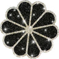 Washable Waterproof Diamond Circle Placemats for Round Tablescape Decor for Dinner and Kitchen Bling Placemats for Weddings & Special Events (Black)