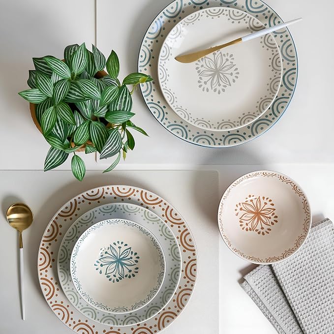 Sango 12-Piece Speckled Stoneware Dinnerware Set - Image 3