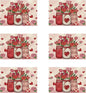 XCHI Roses Flowers Love Hearts Vase Valentine’s Day Placemats Set of 6 Table Mats for Party Home Kitchen Dining Table Decorations 12x18 Inch
