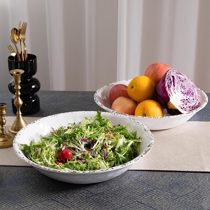 Melamine Large Serving Bowls Set of 2, 13.75" and 130 OZ Farmhouse BPA Free - Image 3