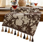 Floral Dark Brown Botanical Table Runner 13 x 48 Inch | Jacquard Flower by HomeyHo