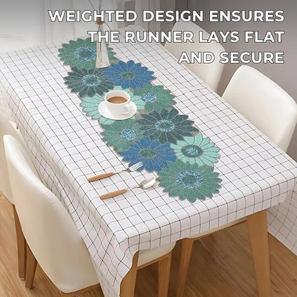 Floral Beaded Table Runner, 13x36 | Glass beads, polyester backing, handcrafted - Image 7