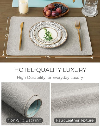 Leetaltree Reversible Faux Leather Placemats and Coasters Set of 12, 12x17 Inch - Image 6