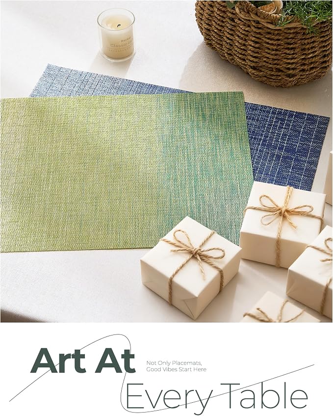 Leetaltree Gradient Green Woven Placemats Set of 24 - Image 8