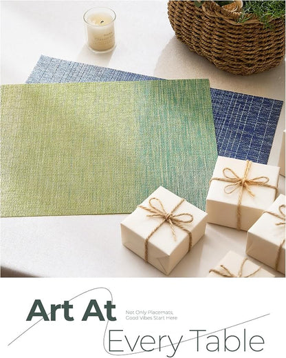 Leetaltree Gradient Green Woven Placemats Set of 24 - Image 8