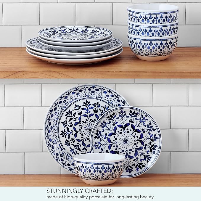 Pfaltzgraff Medallion Radiance 12 Piece Stoneware Dinnerware Plate Bowl Dish Set - Image 6