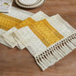 Macrame Style Bicolor Stitching Table Runner 14x48in Mustard | Woven Boho Table by ZEEMARTONLINE