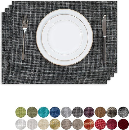 Kevin Textile Halloween Table Mats Set of 4 Heat Resistant Washable Placemats for Parties Buffet Dinner, 13 x 19 inches, Black