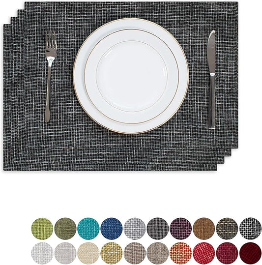 Kevin Textile Halloween Table Mats Set of 4 Heat Resistant Washable Placemats for Parties Buffet Dinner, 13 x 19 inches, Black