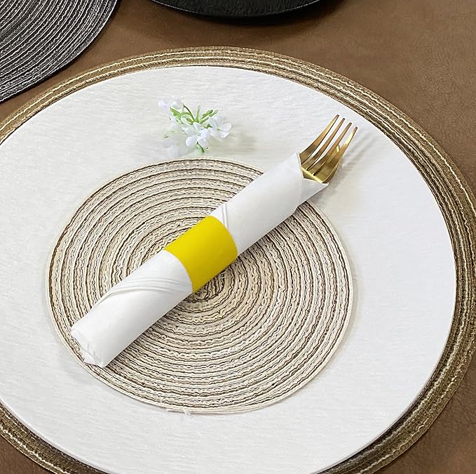 Germiwipe Paper Napkin Bands Box of 500,Napkin Rings Self Adhesive,Silverware Wraps Bands, Perfect for Birthday Parties, Weddings, Family Reunion & Events(Yellow-500pcs)