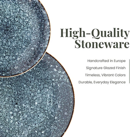 Larder & Vine Ceramic Stoneware Dinnerware 16-Piece Set, 4 Place Settings (Bondi Waters)
