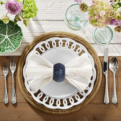 Navy Napkin Rings, Handmade Beaded Napkin Rings Set of 12, Beaded Napkin Holders, Ring Napkin, Christmas Napkin Ring, Handmade by Skilled Artisans - A Beautiful complement to Dinner Table décor- Navy
