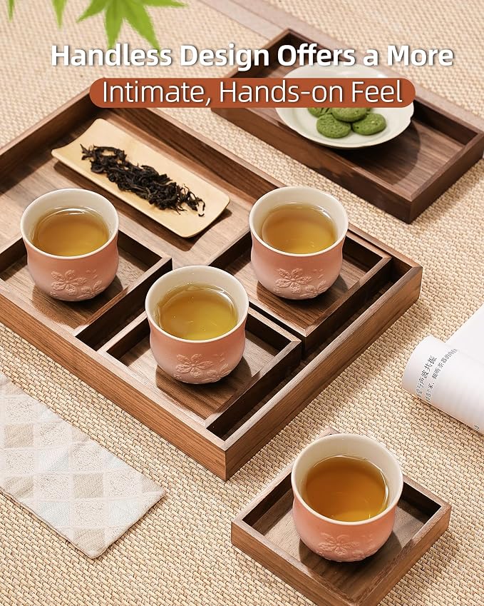 ZENS Japanese Tea Cups Set of 4 – 210ml Ceramic Handleless Tea Cups, Embossed - Image 5