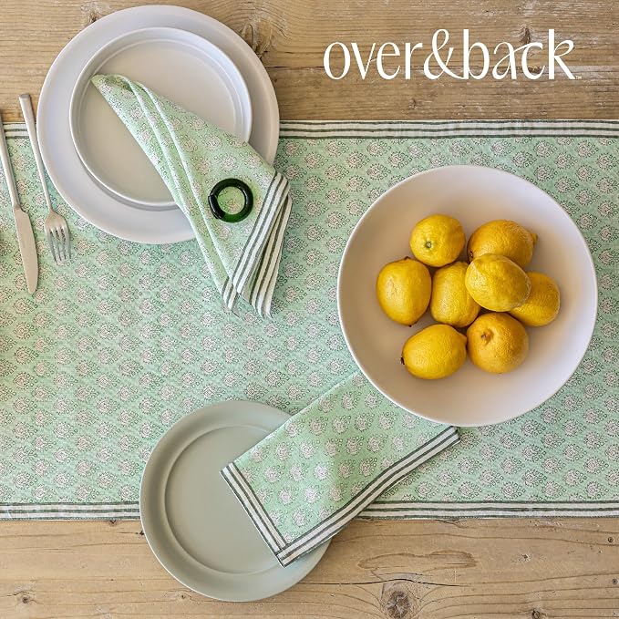 Over&Back 18x108 Hand-Blocked Printed Cotton Table Runner - Image 7