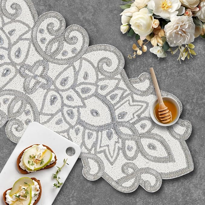 Beaded Table Runner Decorative Hand Glitz Rustic Farmhouse - Image 5