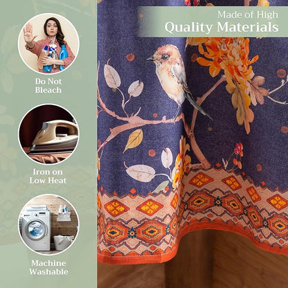 Maison d' Hermine Table Cloth Round Table 100% Cotton 69 Inches Fall Tablecloth Reusable Everyday Use for Thanksgiving Christmas Decorations Dining Farmhouse Party (Kelim - Infinity)