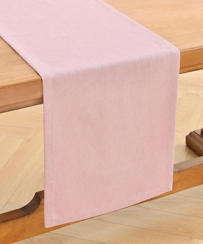 Wracra Linen Table Runner, Burlap Pink Table Runners 36 Inches Long | Rich - Image 7