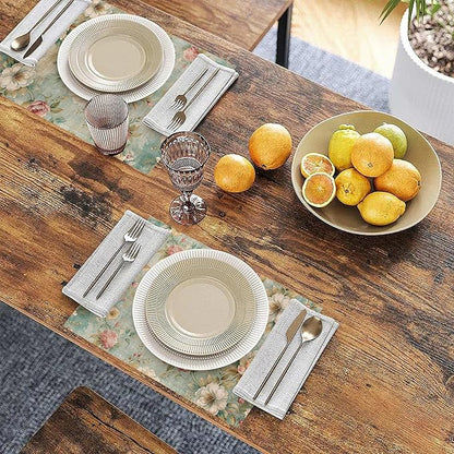 Pink Flowers Leaves Placemats Set of 6, Linen Washable for Christmas, Thanksgiving, Party, and Daily Dining, Decorative Table Mats for 4-6 Person Table