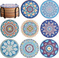 Coasters Set of 8, Colorful Cork Drinks Coasters by Puluole