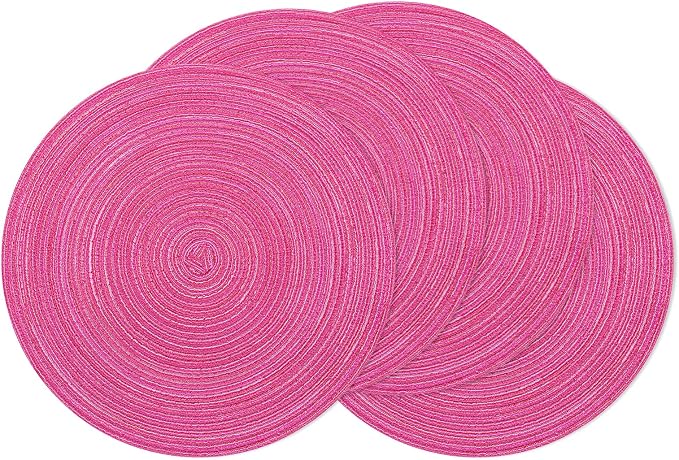SHACOS Round Placemats Set of 4 Round Table Placemats Braided Cotton Place Mats by SHACOS