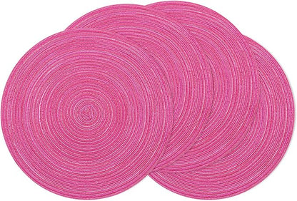 SHACOS Round Placemats Set of 4 Round Table Placemats Braided Cotton Place Mats by SHACOS