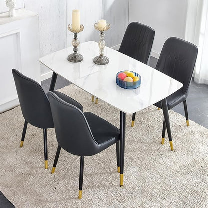 Black Dining Table Set for 4, Dining Room Table Set for 4, Sintered Stone Kitchen Table Top and Modern Chairs Set of 4 for Kitchen Dining Room, Small Space